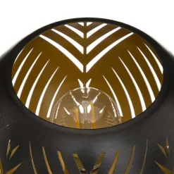 Photophore boule LED - métal & bois - noir D15 cm - Blanc- Atmosphera