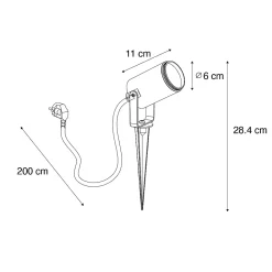 Pic de lumière réglable noir IP65 - Solo Eco