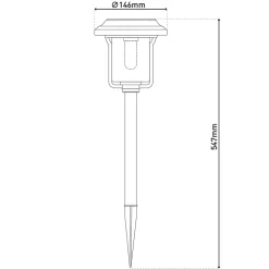 Piquet de terre décoratif solaire 'SIMON' 54,7 cm de haut, en métal noir et verre structuré, LED intégrée, blanc chaud