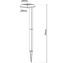 Piquet de terre décoratif solaire 'SIGI', 79 cm de haut, plastique, noir, LEDs intégrées, blanc chaud