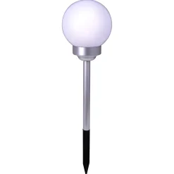 Piquet de terre LED pour extérieur 'BALL' D : 25 cm , piquet de terre en plastique , blanc, avec LED intégrée
