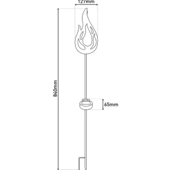 Piquet de terre solaire à LED 'FLAMME' Piquet de terre extérieur en métal couleur bronze et plastique, avec LED intégrée