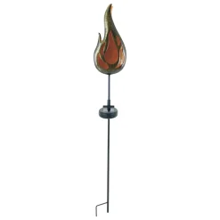 Piquet de terre solaire à LED 'FLAMME' Piquet de terre extérieur en métal couleur bronze et plastique, avec LED intégrée