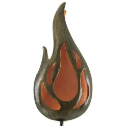 Piquet de terre solaire à LED 'FLAMME' Piquet de terre extérieur en métal couleur bronze et plastique, avec LED intégrée