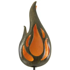 Piquet de terre solaire à LED 'FLAMME' Piquet de terre extérieur en métal couleur bronze et plastique, avec LED intégrée