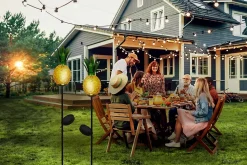 Piquet de terre solaire à LED 'ANANAS' orange 81cm , pour l'extérieur, piquet de terre en métal et verre orange, avec LED intégrée