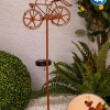 Piquet de terre solaire à LED brun h : 88cm , pour l'extérieur, piquet de terre en métal et plastique brun, avec LED intégrée