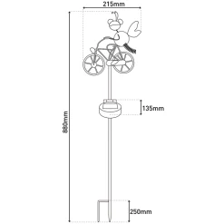 Piquet de terre solaire à LED brun h : 88cm , pour l'extérieur, piquet de terre en métal et plastique brun, avec LED intégrée