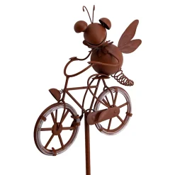 Piquet de terre solaire à LED brun h : 88cm , pour l'extérieur, piquet de terre en métal et plastique brun, avec LED intégrée