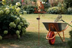 Piquet de terre solaire LED Compteur eau de pluie H 95cm extérieur métal verre plastique brun LED intégrée