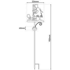 Piquet de terre solaire LED Compteur eau de pluie H 95cm extérieur métal verre plastique brun LED intégrée