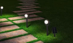 Piquet solaire / piquet de terre (6 pièces) 'NOMI' longueur env. 475 cm, en plastique noir, blanc chaud