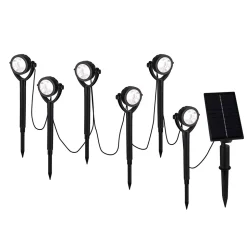 Piquet solaire / piquet de terre (6 pièces) 'NOMI' longueur env. 475 cm, en plastique noir, blanc chaud