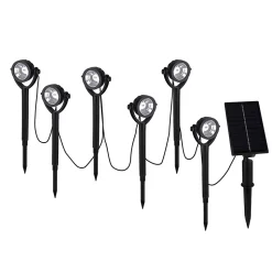 Piquet solaire / piquet de terre (6 pièces) 'NOMI' longueur env. 475 cm, en plastique noir, blanc chaud