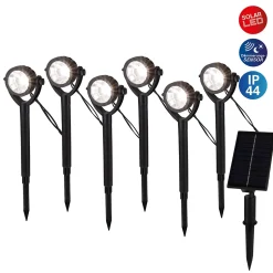 Piquet solaire / piquet de terre (6 pièces) 'NOMI' longueur env. 475 cm, en plastique noir, blanc chaud