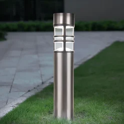 Piquet solaire BOBBY set de 3 D 6,2cm H 42cm métal acier nu plastique LED blanc chaud