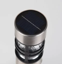 Piquet solaire BOBBY set de 3 D 6,2cm H 42cm métal acier nu plastique LED blanc chaud