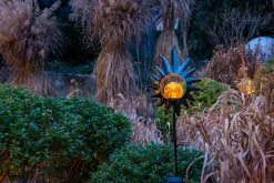 Piquet solaire LED 'Soleil' 93,5cm , pour l'extérieur, piquet de terre en métal et verre noir, avec LED intégrée