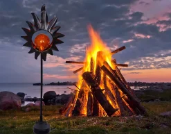 Piquet solaire LED 'Soleil' 93,5cm , pour l'extérieur, piquet de terre en métal et verre noir, avec LED intégrée