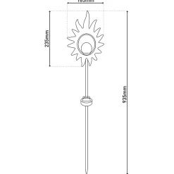 Piquet solaire LED 'Soleil' 93,5cm , pour l'extérieur, piquet de terre en métal et verre noir, avec LED intégrée