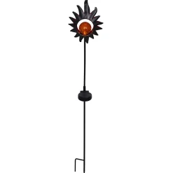 Piquet solaire LED 'Soleil' 93,5cm , pour l'extérieur, piquet de terre en métal et verre noir, avec LED intégrée