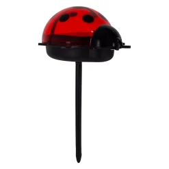 Piquets solaires LADYBUG set de 5 7,8x6cm H 14,2cm plastique noir rouge jaune 5 scarabées LED blanc froid
