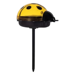 Piquets solaires LADYBUG set de 5 7,8x6cm H 14,2cm plastique noir rouge jaune 5 scarabées LED blanc froid