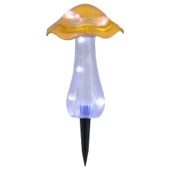 Piquets solaires MANTAR set de 2 D 13cm H 29cm plastique rouge jaune clair LED blanc froid