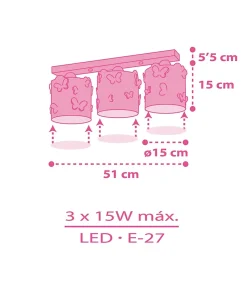 Plafonnier à 3 lampes Butterfly Papillon