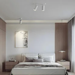 Plafonnier 2 Spots Orientables Alu Blanc pour Ampoule GU10 - SILAMP