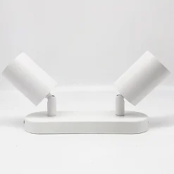 Plafonnier 2 Spots Orientables Alu Blanc pour Ampoule GU10 - SILAMP