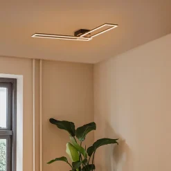 Plafonnier allongé noir 3 niveaux de luminosité - Plazas Novo