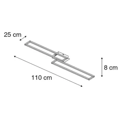 Plafonnier allongé noir 3 niveaux de luminosité - Plazas Novo