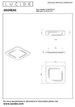 Plafonnier ANDREAS en métal avec LED intégré - Or Mat / Laiton - Lucide