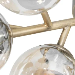 Plafonnier Art Déco bronze avec verre ambré 12 lumières - Bianca