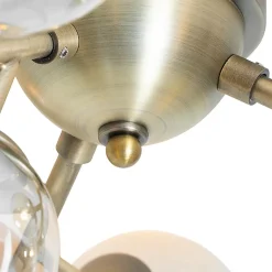 Plafonnier Art Déco bronze avec verre ambré 12 lumières - Bianca