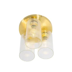 Plafonnier Art Déco doré avec verre 3 lumières - Laura