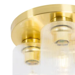 Plafonnier Art Déco doré avec verre 3 lumières - Laura
