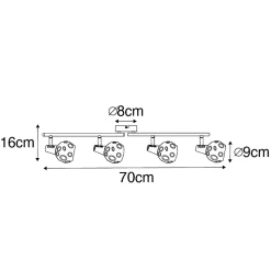 Plafonnier Art déco doré avec verre fumé 4 lumières - Vidro