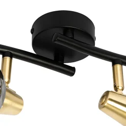 Plafonnier Art déco doré avec verre fumé 4 lumières - Vidro