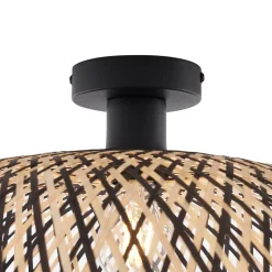 Plafonnier Art déco en bambou noir 60 cm - Alka