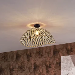 Plafonnier Art déco en bambou noir 60 cm - Alka