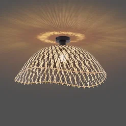 Plafonnier Art déco en bambou noir 60 cm - Alka