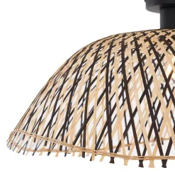 Plafonnier Art déco en bambou noir 60 cm - Alka