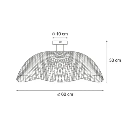 Plafonnier Art déco en bambou noir 60 cm - Alka