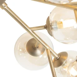 Plafonnier Art déco en bronze avec verre ambré 20 lumières - Bianca