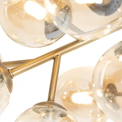 Plafonnier Art déco en bronze avec verre ambré 20 lumières - Bianca