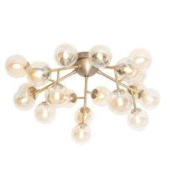 Plafonnier Art déco en bronze avec verre ambré 20 lumières - Bianca