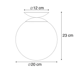 Plafonnier Art Déco en laiton avec verre noir - Pallon