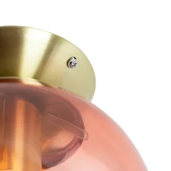 Plafonnier Art Déco en laiton avec verre rose - Pallon